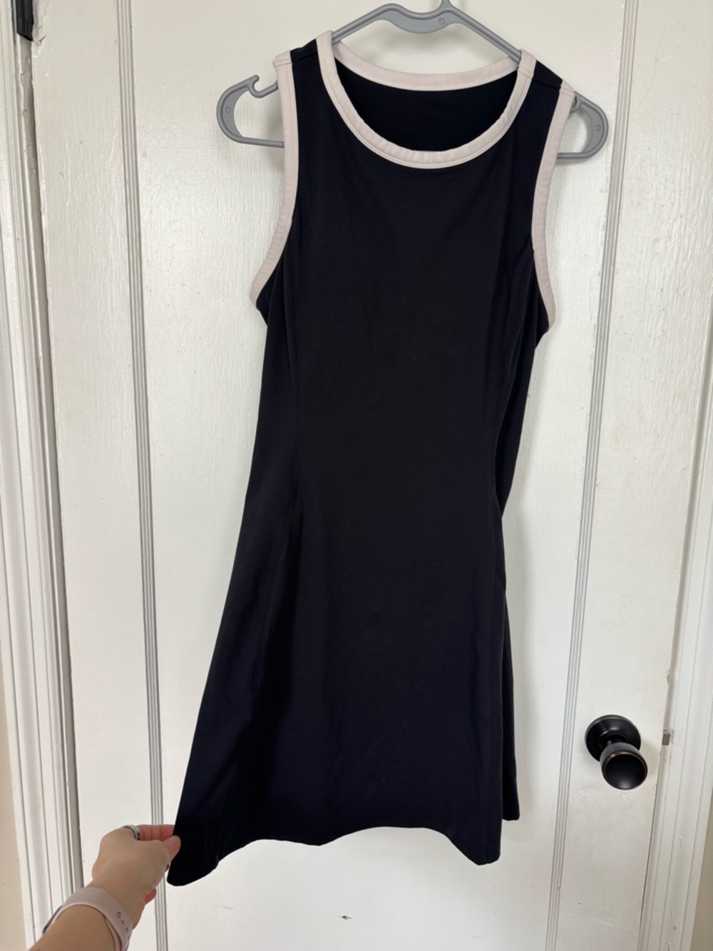 Fabletics Black Mini Dress with Cream Contrast Trim